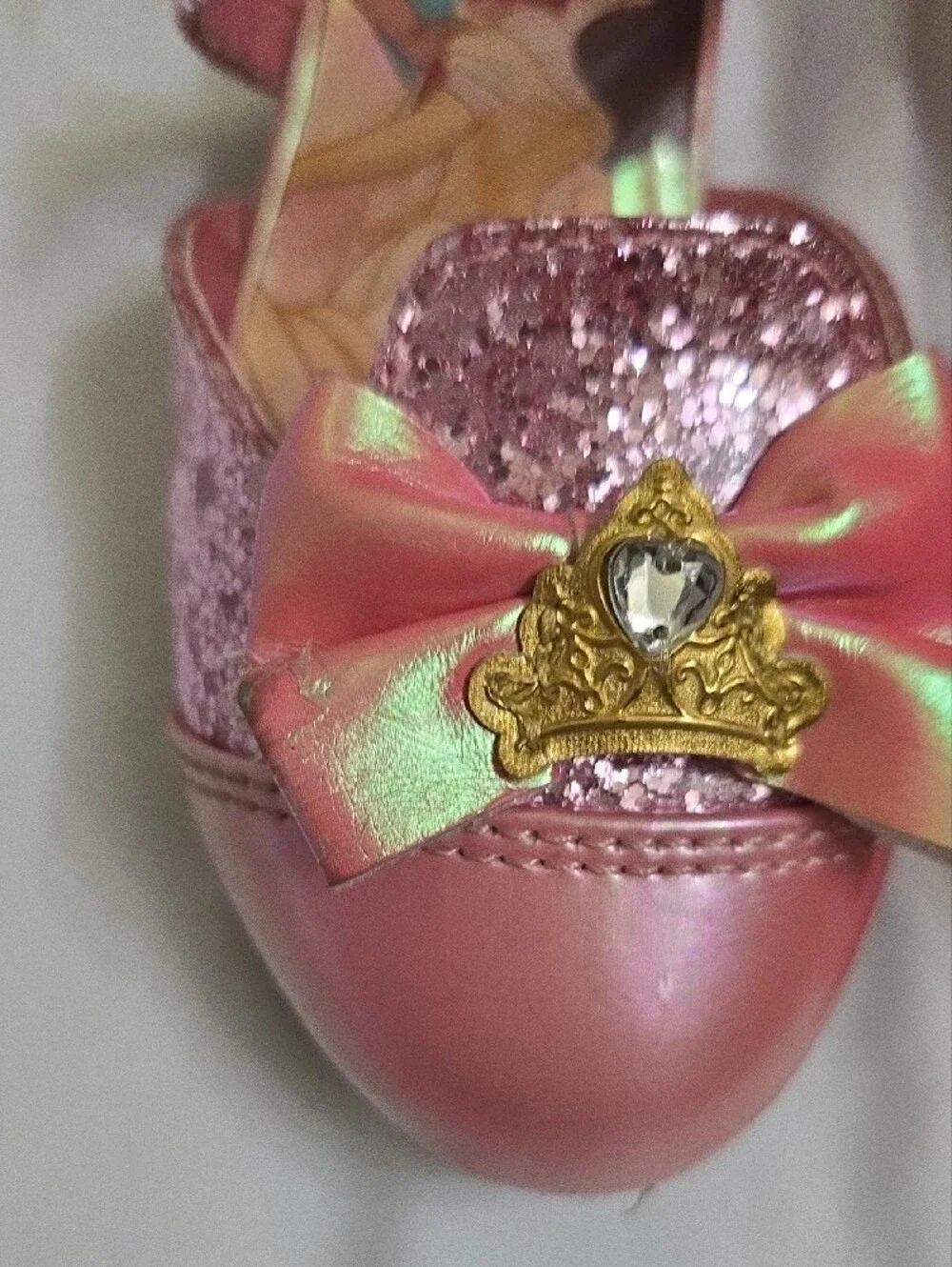 Girls Pink Sparkle Princess Bow Dress Shoes
